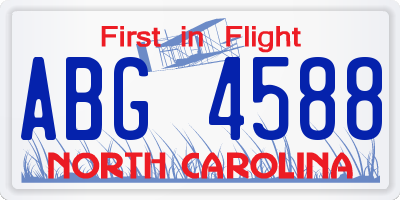 NC license plate ABG4588
