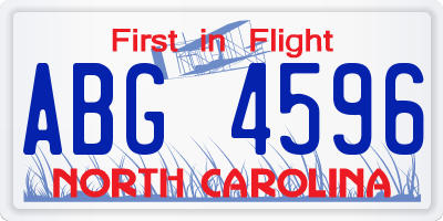 NC license plate ABG4596