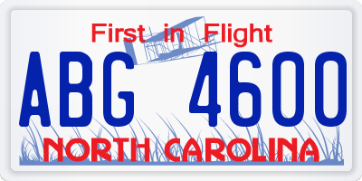 NC license plate ABG4600