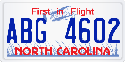NC license plate ABG4602