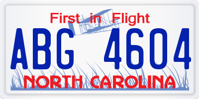 NC license plate ABG4604