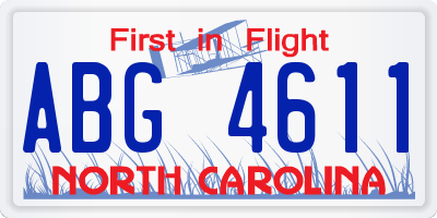 NC license plate ABG4611