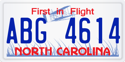 NC license plate ABG4614