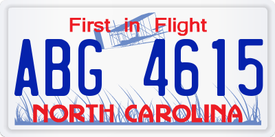 NC license plate ABG4615