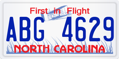 NC license plate ABG4629