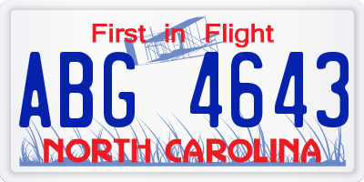 NC license plate ABG4643