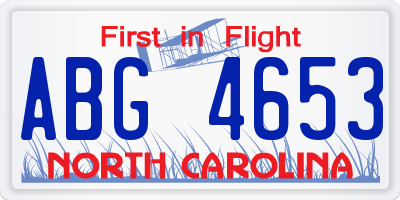 NC license plate ABG4653