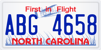 NC license plate ABG4658