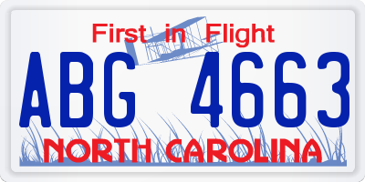 NC license plate ABG4663