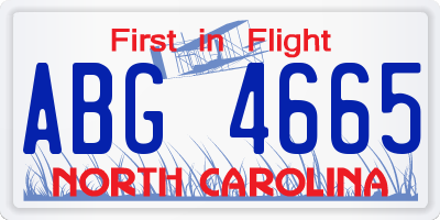 NC license plate ABG4665