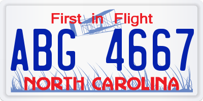 NC license plate ABG4667