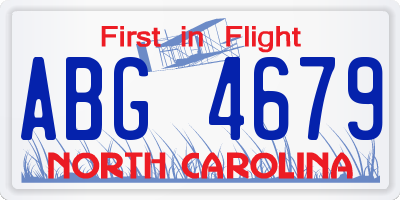 NC license plate ABG4679