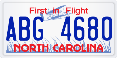 NC license plate ABG4680