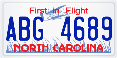 NC license plate ABG4689