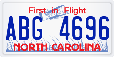 NC license plate ABG4696
