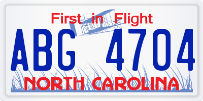 NC license plate ABG4704