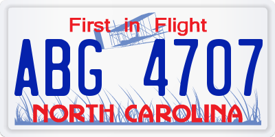 NC license plate ABG4707