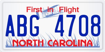NC license plate ABG4708