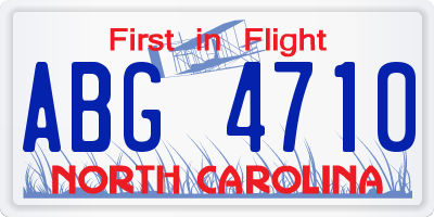 NC license plate ABG4710