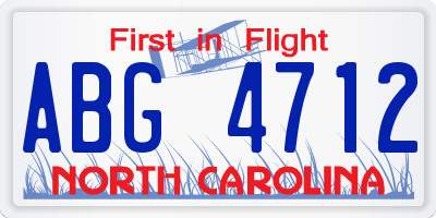 NC license plate ABG4712