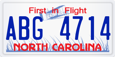 NC license plate ABG4714