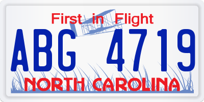 NC license plate ABG4719
