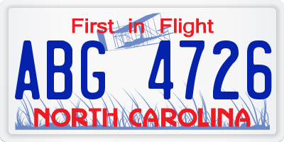 NC license plate ABG4726