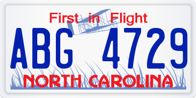 NC license plate ABG4729