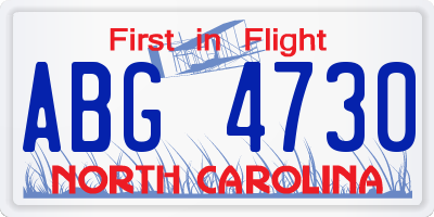 NC license plate ABG4730