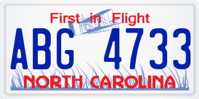 NC license plate ABG4733