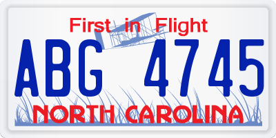 NC license plate ABG4745