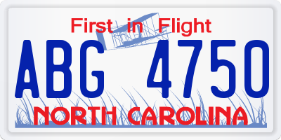 NC license plate ABG4750