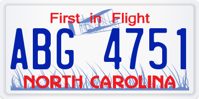 NC license plate ABG4751