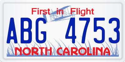 NC license plate ABG4753