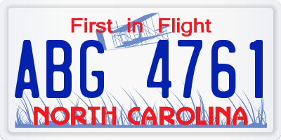 NC license plate ABG4761