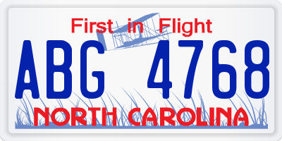 NC license plate ABG4768