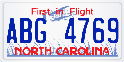 NC license plate ABG4769