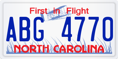 NC license plate ABG4770