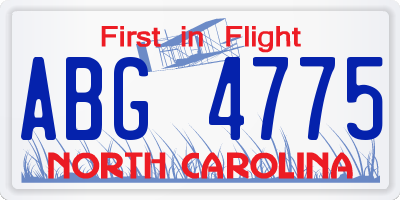 NC license plate ABG4775