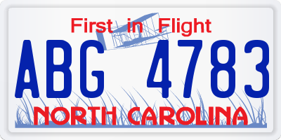 NC license plate ABG4783