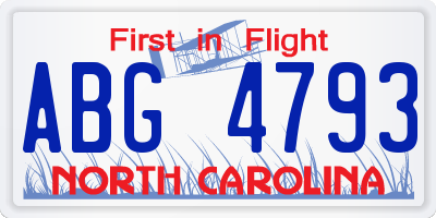 NC license plate ABG4793
