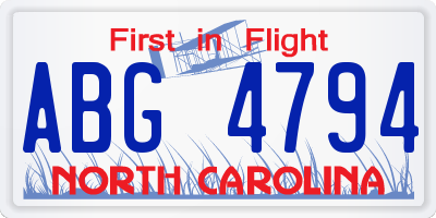 NC license plate ABG4794
