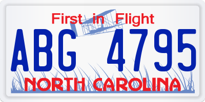 NC license plate ABG4795