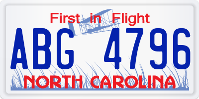 NC license plate ABG4796