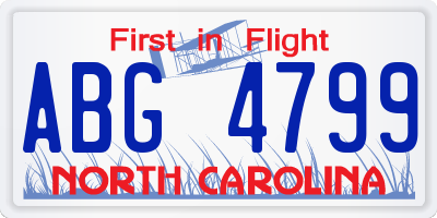 NC license plate ABG4799