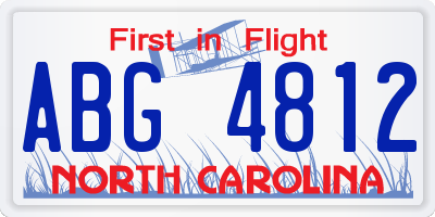 NC license plate ABG4812