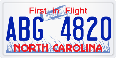 NC license plate ABG4820