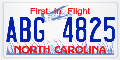 NC license plate ABG4825