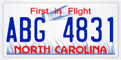 NC license plate ABG4831