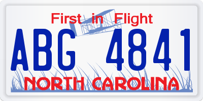 NC license plate ABG4841